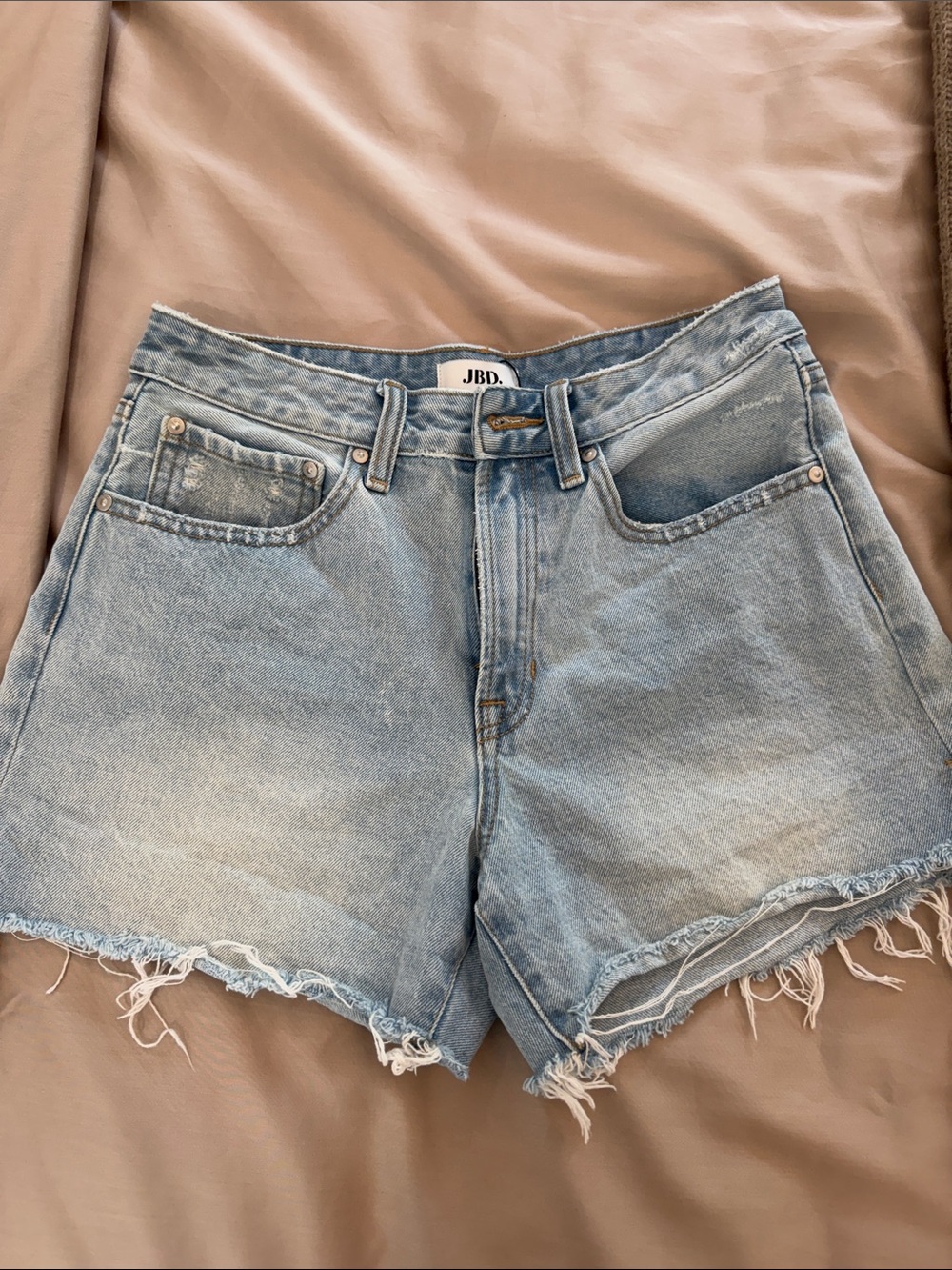 Just Black Light Blue Distressed High-Rise Jean Shorts
